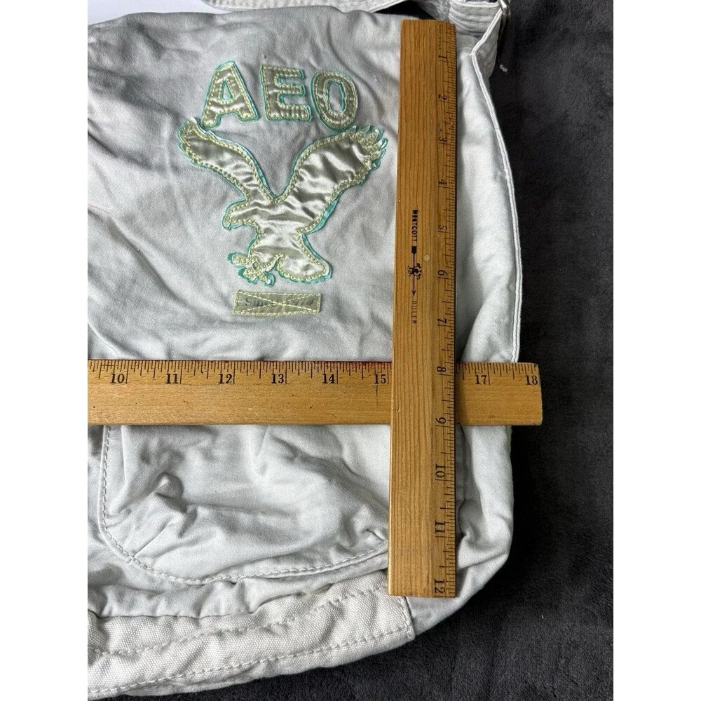VTG American Eagle Distressed Light Mint Messenger Y2K Bag Canvas Crossbody Flap